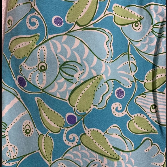 Lilly Pulitzer Teal & Green Pants Fish Pattern Size 6 - Picture 11 of 11
